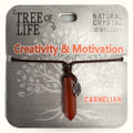Creativity and Motivation Carnelian Bracelet Tree of Life with Charm