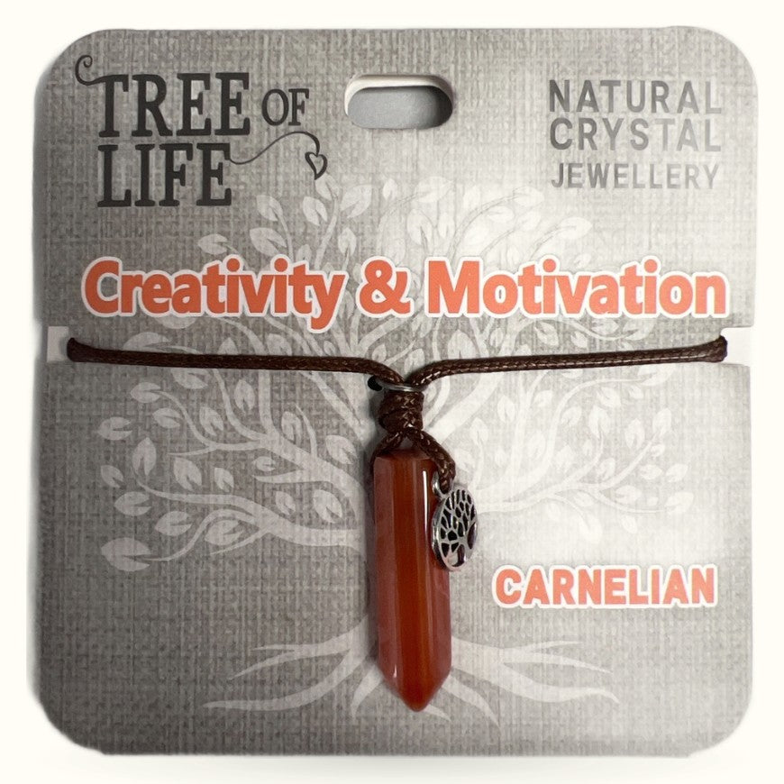 Creativity and Motivation Carnelian Bracelet Tree of Life with Charm