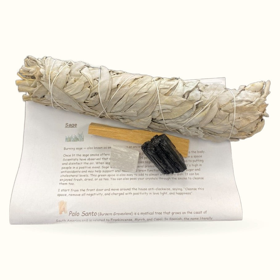 Simplyb Cleansing Packs Large ( Sage, Palo Santo, Selenate, Tourmaline & Info Sheet)