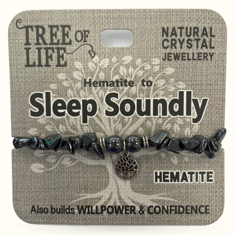 Sleep Soundly Hemitite Chip Bracelet Tree of Life