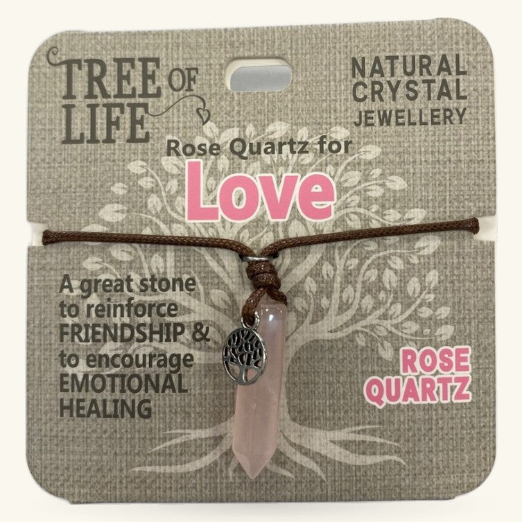 Love Rose Quartz Necklace Tree of Life
