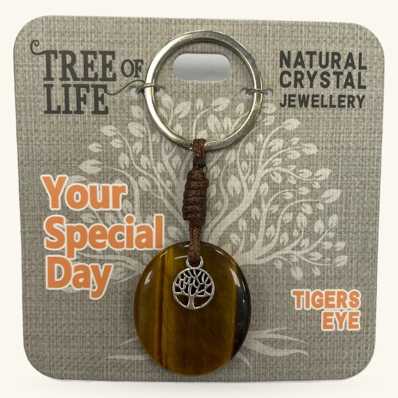 Your Special Day Tigers Eye Keyring Tree of Life