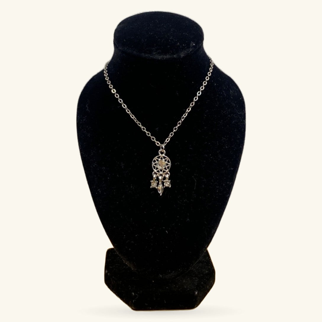 Silver Dream Catcher Pendant Necklace