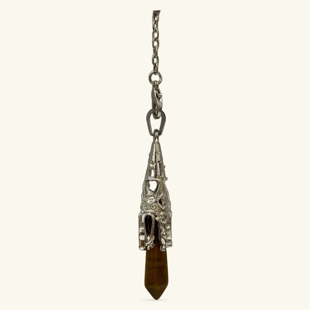Tigers Eye Point Pendulum with Silver Design