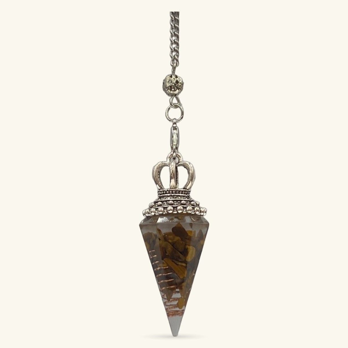 Tigers Eye Pendulum with Crown