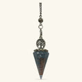 Aquamarine Pendulum with Tree of Life and Copper Spiral