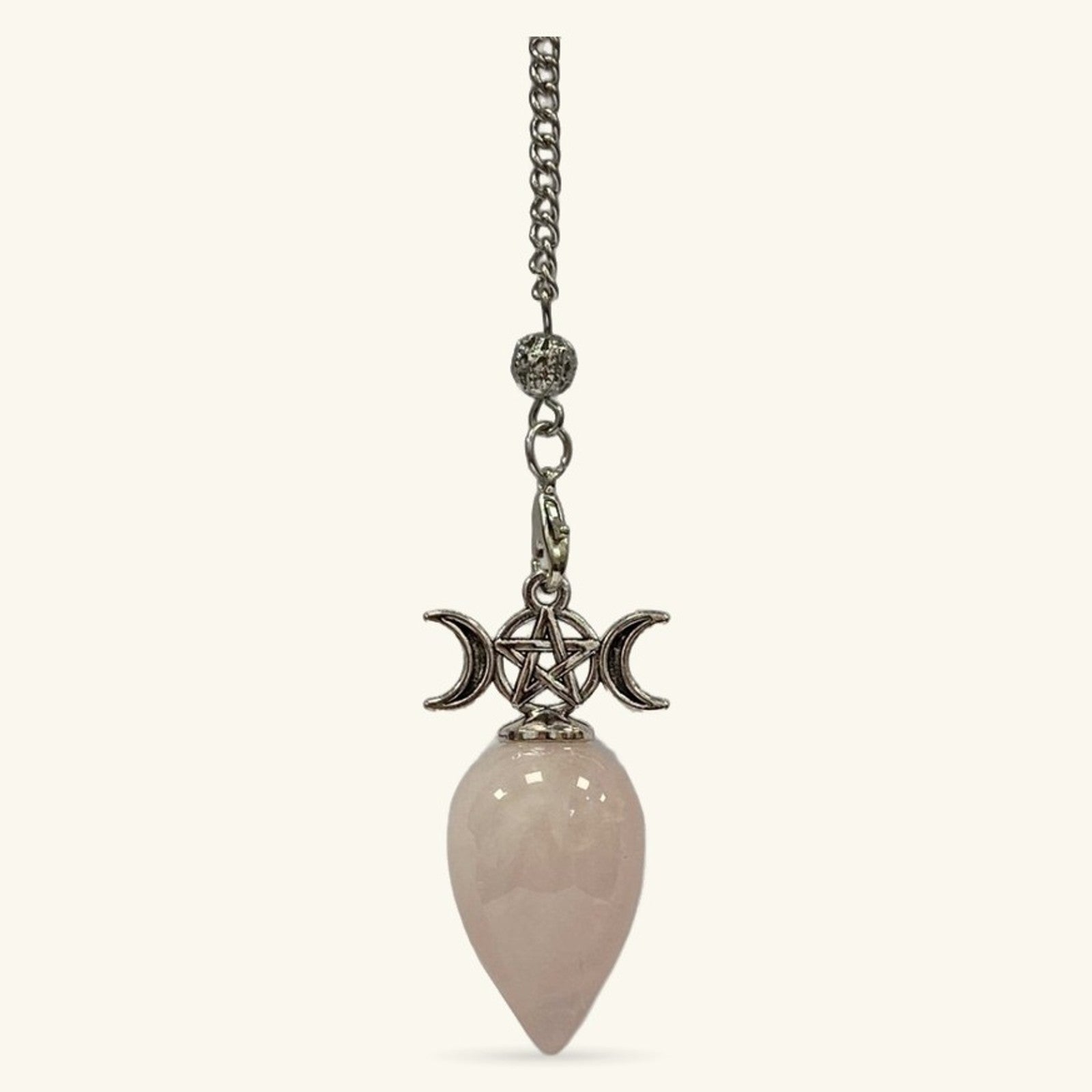 Rose Quartz Pendulum with Triple Moon