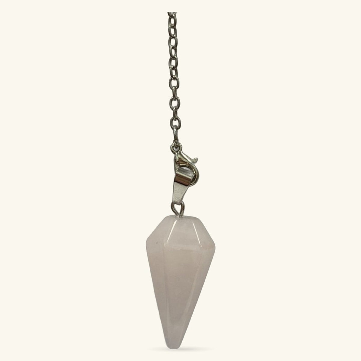 Rose Quartz Elongated 6 Facet Pendulum