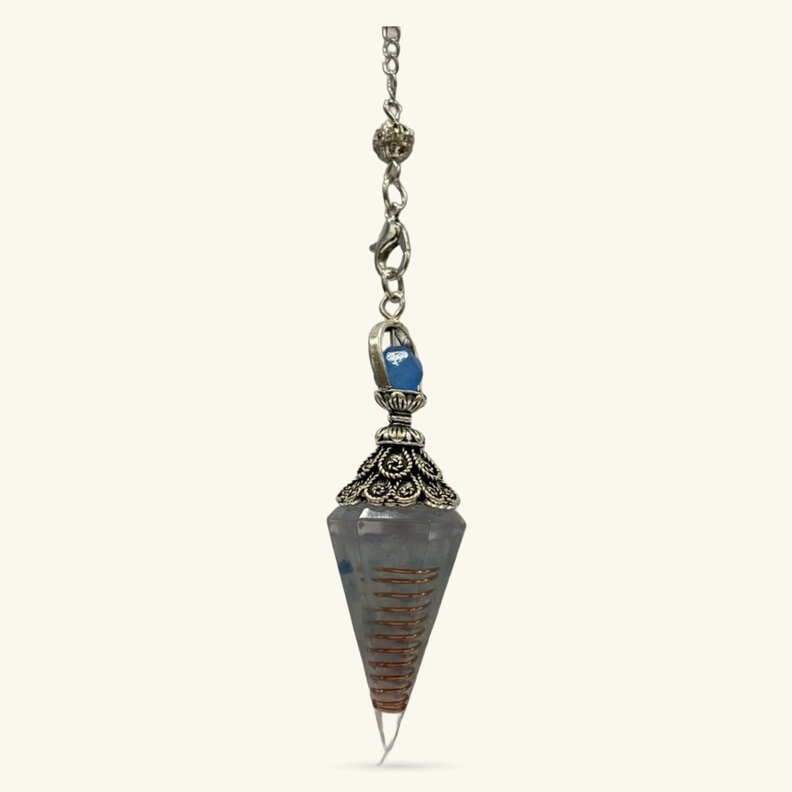 Aquamarine Pendulum with Copper Spiral
