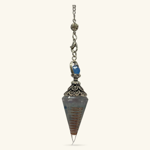Aquamarine Pendulum with Copper Spiral
