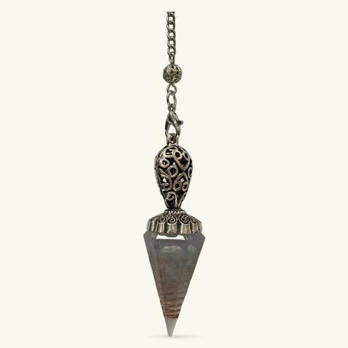 Aquamarine Pendulum with Copper Spiral and Silver Tear Drop Design