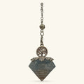 Aquamarine Chunky Pendulum with Tree of Life and Copper Spiral