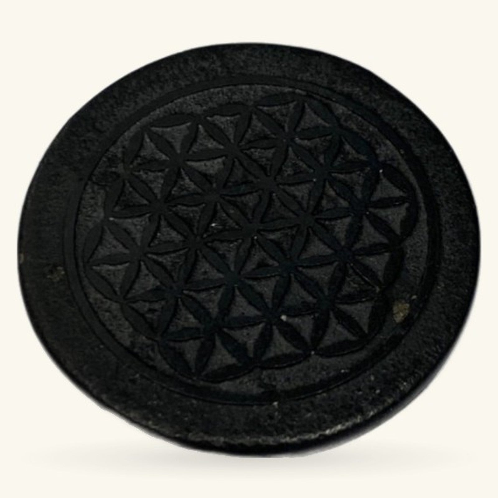 Flower of Life Shungite Disc Sticker (Black)