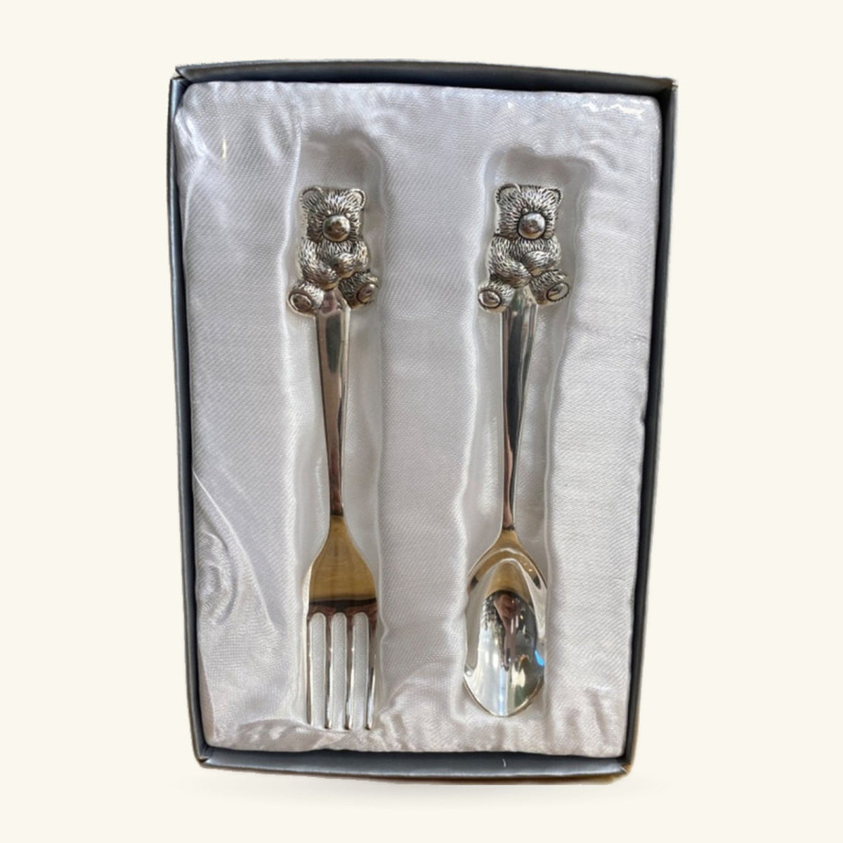 Silver Bear Spoon and Fork Set