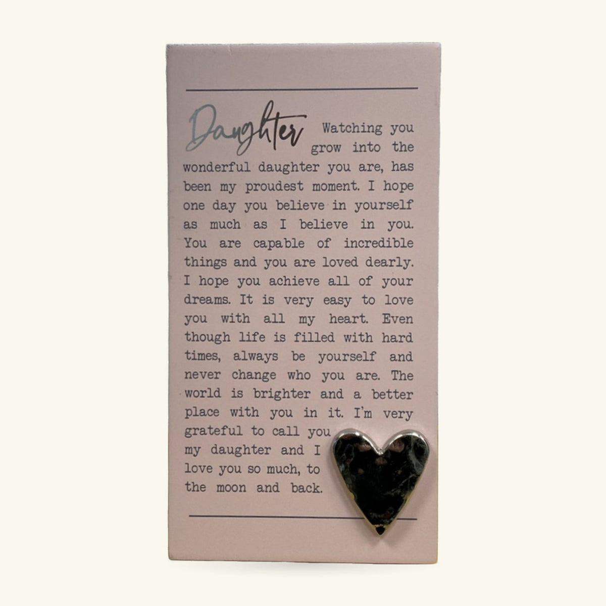 Daughter Rectangle Plaque (Silver Heart)