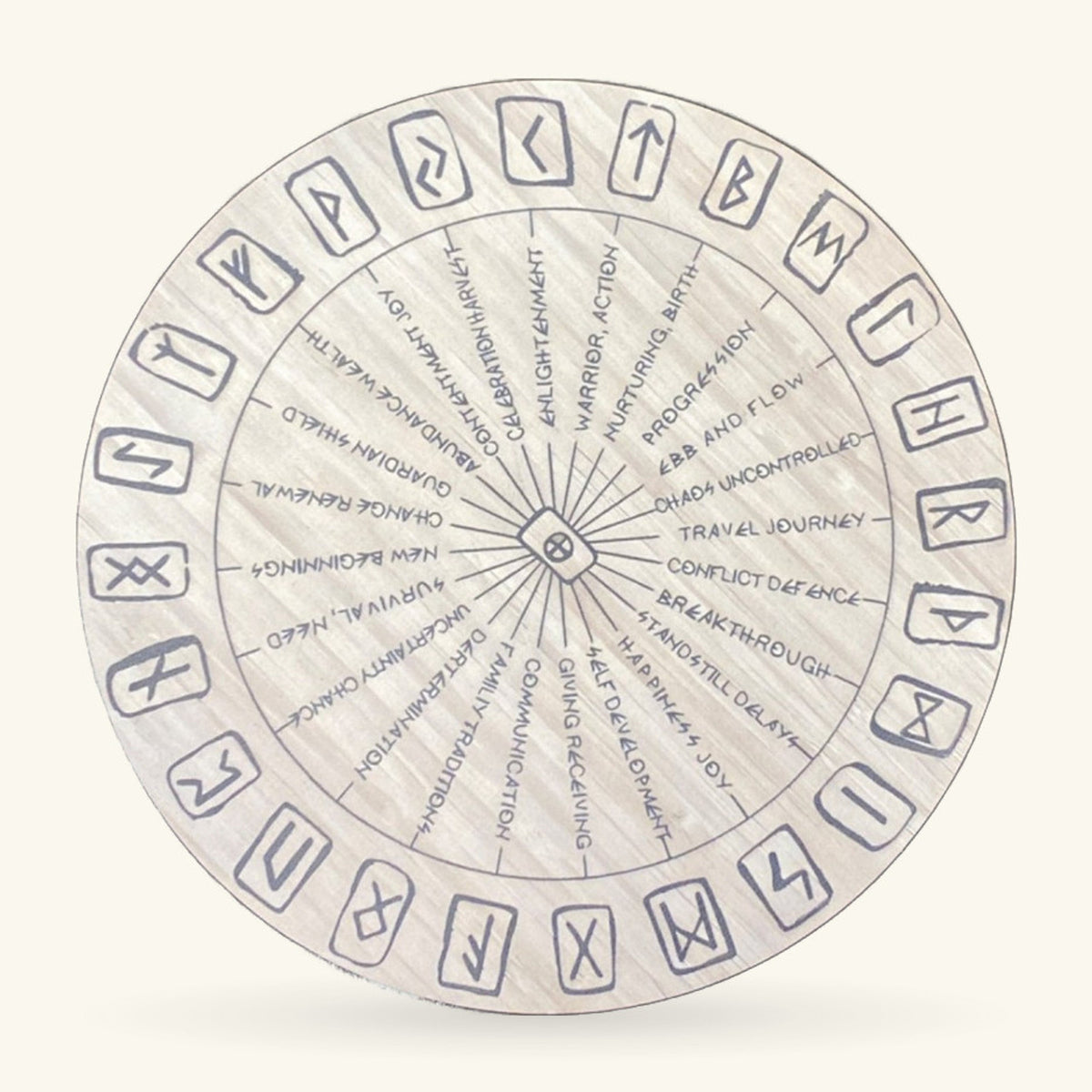 Rune Round Wood Board