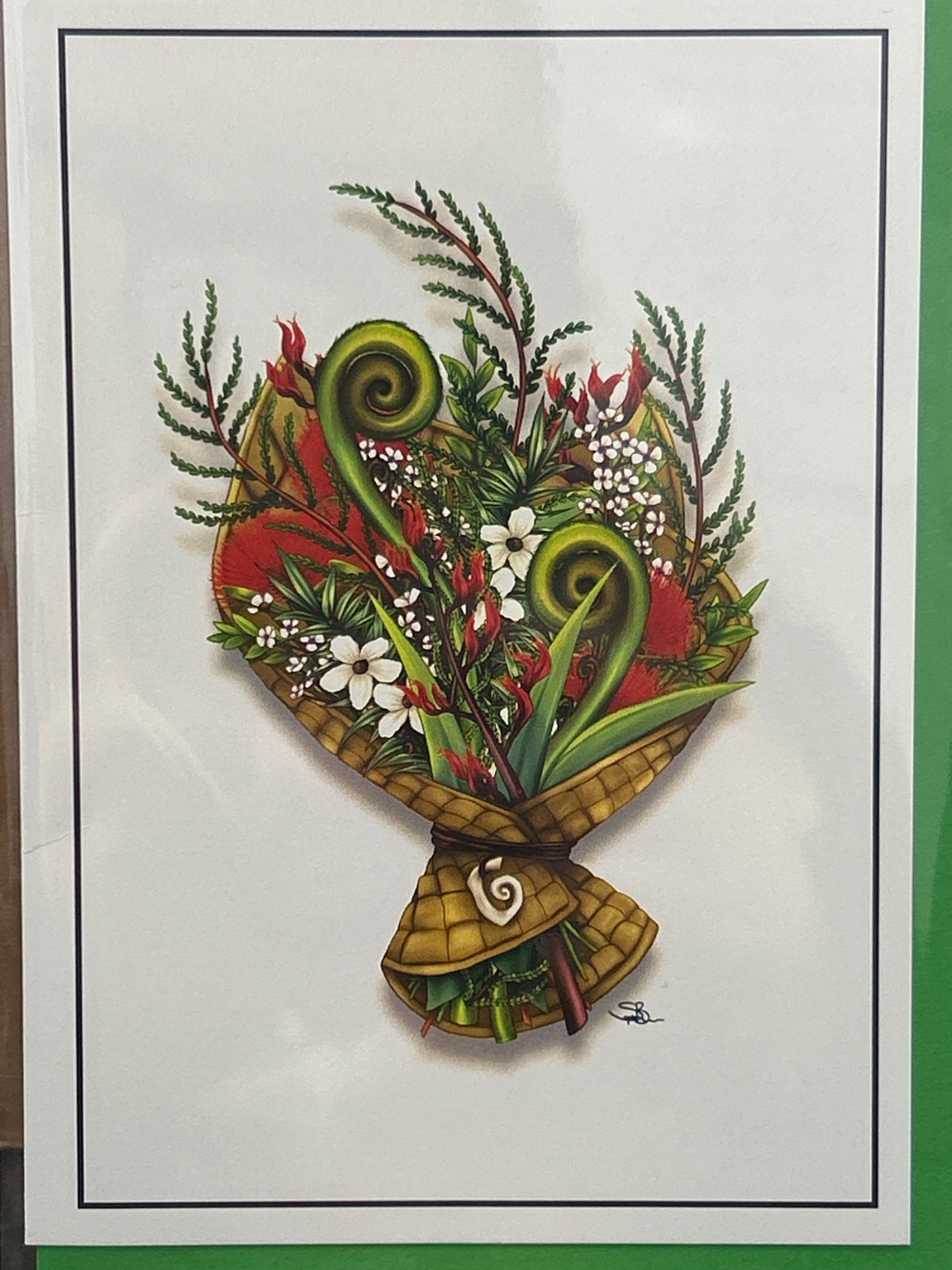 NZ Native Kete Bouquet Greeting Card