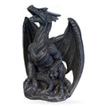 Dark grey stone dragon figurine with spread wings, detailed scales, and outstretched head in fantasy style