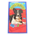 Dog Tarot Cards box featuring black and white dog with colorful tarot cards on red background