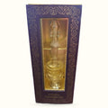 Purple ornate box containing glass bottle of Natural Fragrant Oil with decorative base and stopper