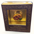 Precious Sandel Natural Solid Fragrance in decorative dark box with golden ornamental borders and glass jar