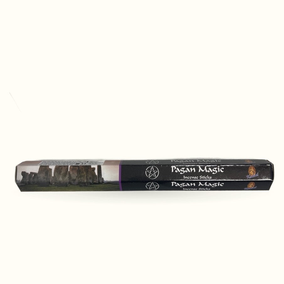 Kamini Pagan Magic Incense sticks box with purple band and stone circle imagery
