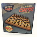Retro Games Classic Chess set with wooden board and cream-colored pieces on display