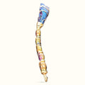 Electroplated black tourmaline broomstick with gold-plated segmented handle and blue crystal top