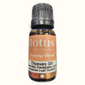 Lotus Synergy Blend Thieves Oil 10ml bottle with black cap and peach-colored label