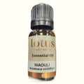Lotus Niaouli Essential Oil 10ml bottle with dark glass and grey cap on white background