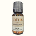 Lotus Essential Oil Sage 10ml bottle with dark glass and grey ridged cap on white background