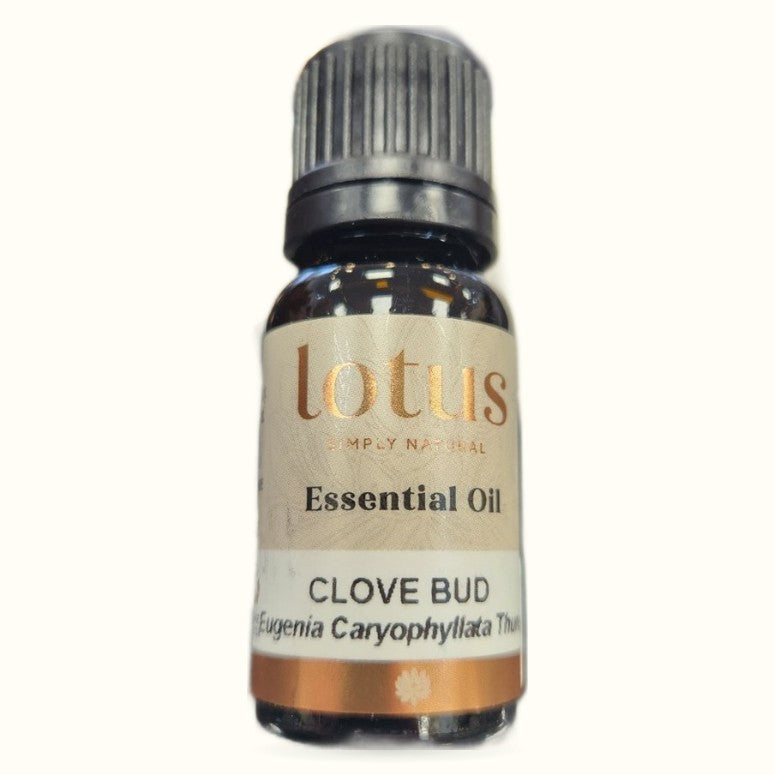 Lotus Essential Oil Clove Bud 10ml bottle with grey cap and dark glass