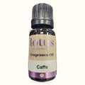 Lotus Fragrance Oil Caffe 10ml bottle with dark glass, cream label, and grey cap
