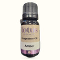 Lotus Amber Fragrance Oil 10ml bottle with purple and cream label and black cap