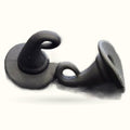 Black curved miniature witch hat with textured finish and loop details on white background