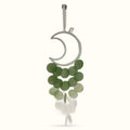 Green dream catcher moon wind chime with natural shell beads and hanging cord