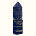 Deep blue lapis lazuli pointed tower with golden pyrite flecks, 8.5cm height