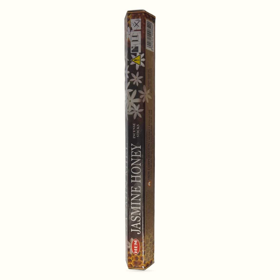 HEM Jasmine Honey Incense Sticks box with brown packaging and white floral design