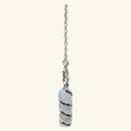 Opalite winding wire pendulum with pale blue stone wrapped in silver wire on delicate chain
