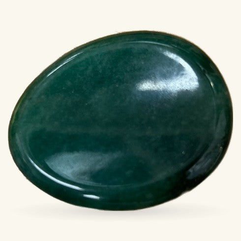 Polished green aventurine worry stone with smooth, oval shape and glossy finish