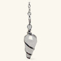 Clear Quartz Dowsing Pendulum with silver metal spiral wrapping and chain