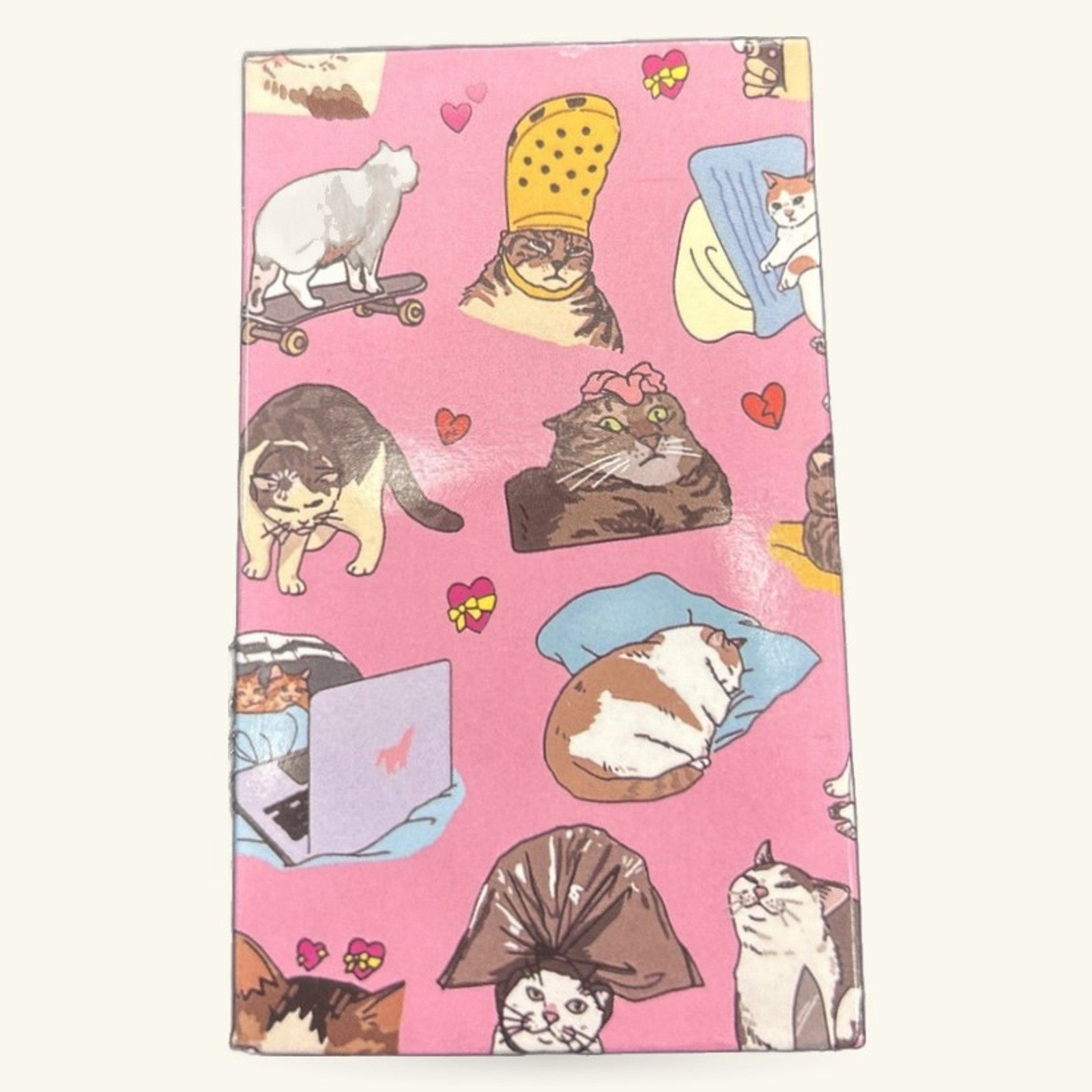 Pink Cat Tarot Cards deck featuring illustrated cats in various whimsical poses and outfits