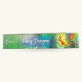 New Moon Fairy Dreams Premium Incense Sticks box with green, blue and rainbow gradient featuring a golden fairy illustration