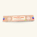 Satya Positive Vibes Incense box, tan cardboard with red and white labelling, 15g