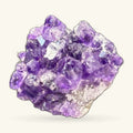 Small amethyst cluster with deep purple and lighter lavender crystals on pale base