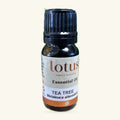 Lotus Essential Oil Tea Tree 10ml in dark glass bottle with black cap and cream label