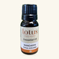 Lotus Essential Oil Mandarin 10ml in a dark glass bottle with black cap and cream and orange label